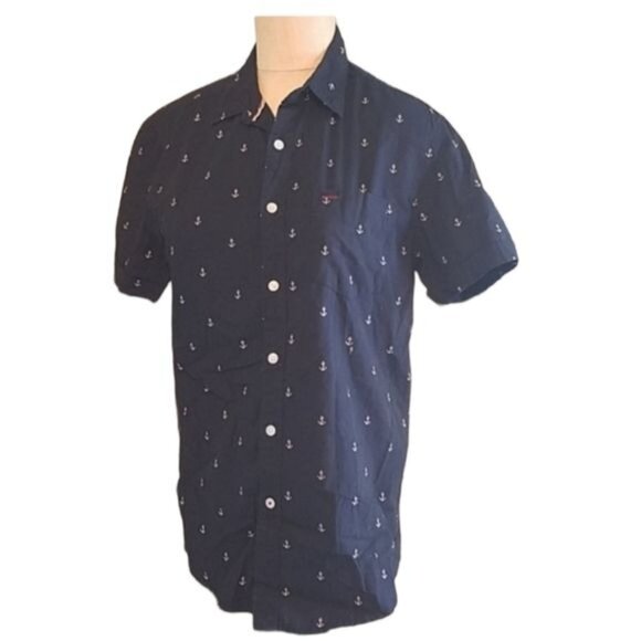 Anchor Shirt Botton Up Down Navy Short Sleeve On the Road Men's Size Small MAN'S - Picture 3 of 11